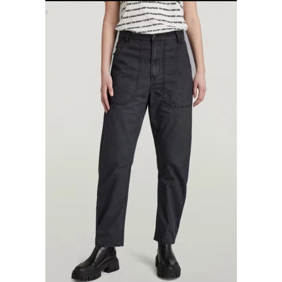 G-Star Raw 3D Fatigue Boyfriend Pants Hi Rise Black Loose Chino SZ 29 Utility - Picture 1 of 10